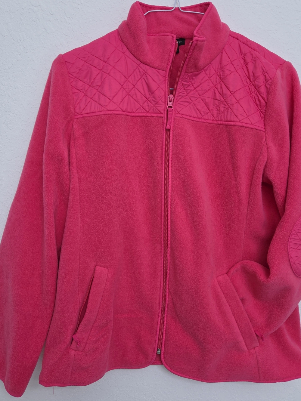 Talbots Hot Pink Quilted Yoke Fleece Jacket